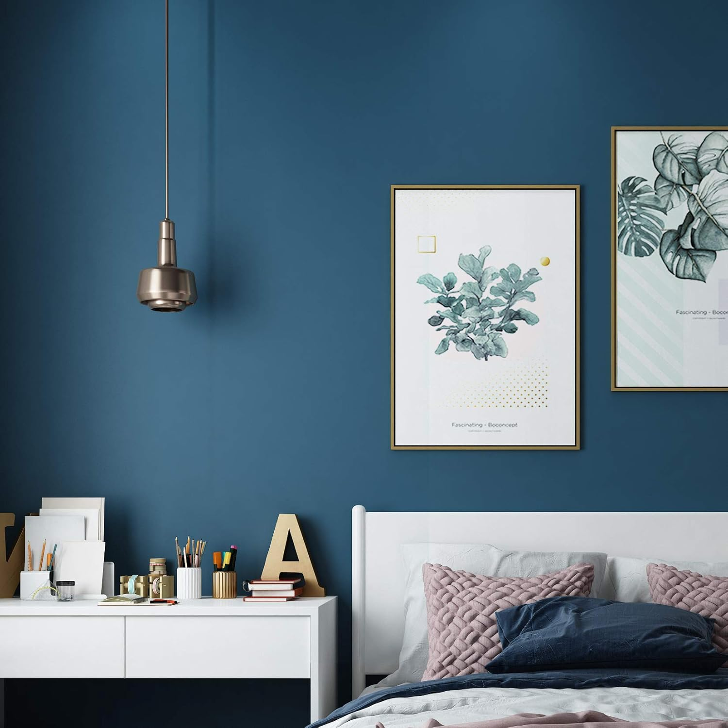 Livelynine 15.8 X 394 Inch Blue Wallpaper Peel and Stick Removable Wall Paper Roll for Bedroom Kids Living Room Walls Bathroom Counter Cabinet Waterproof Colored Contact Paper Decorative Covering