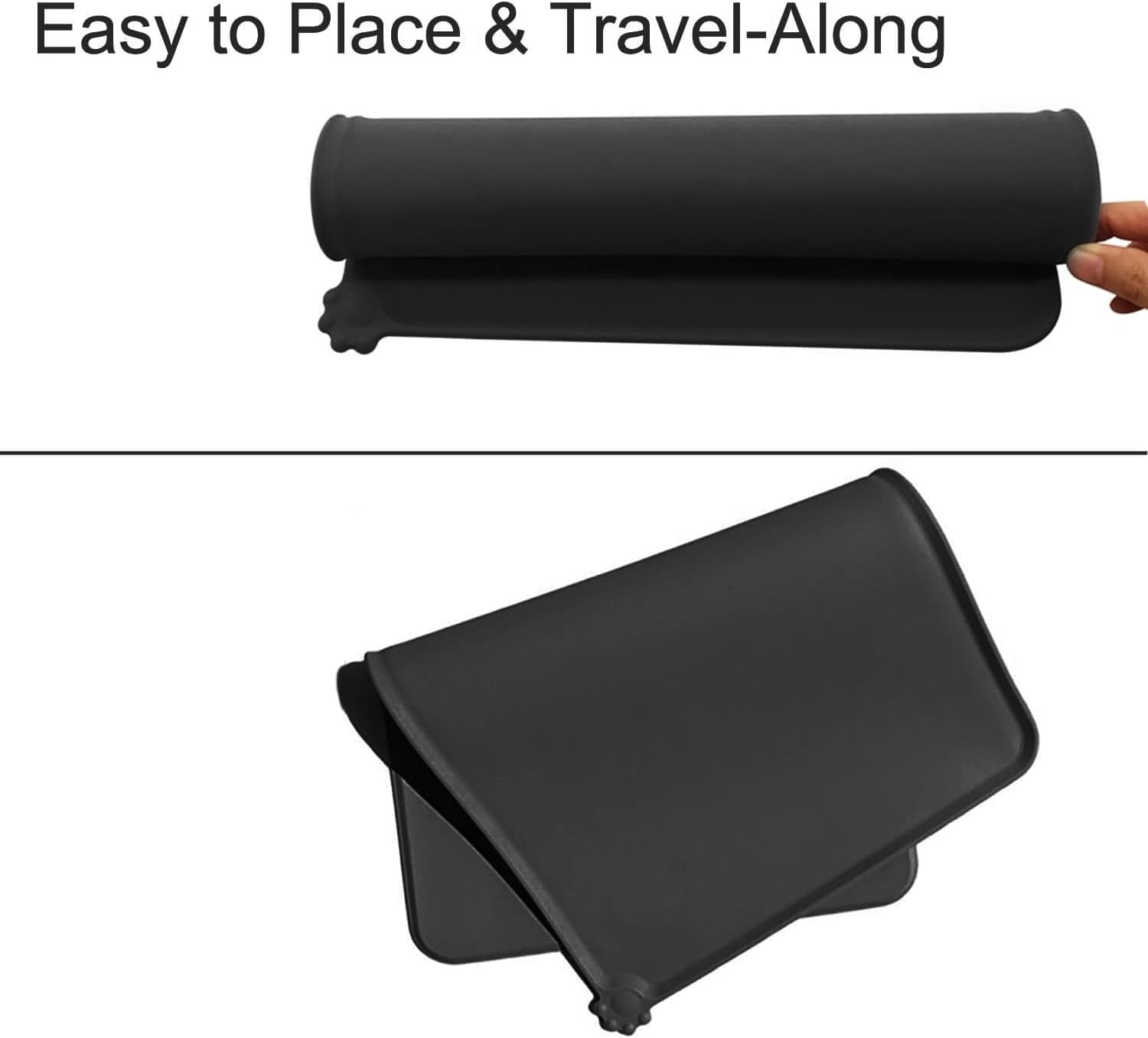 Mumoo Bear Dog Cat Silicone Food Mat Waterproof Anti-Slip Silicone Resistant Raised Edge Pet Feeding Mats, Pet Bowl Mat Anti-Messy and Prevent Spill on Floor Easy Clean Cat Dog Bowl Mats image number 3