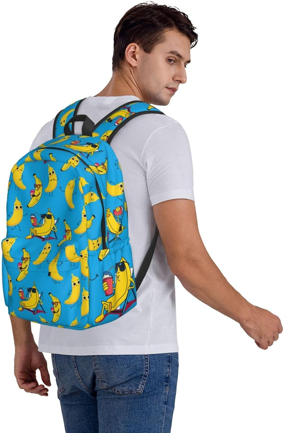 DEKIFNHG Cute Cat School Backpack Casual Sports Bookbag Travel Laptop Backpacks for Students Boys Girls - Funny Banana image number 5