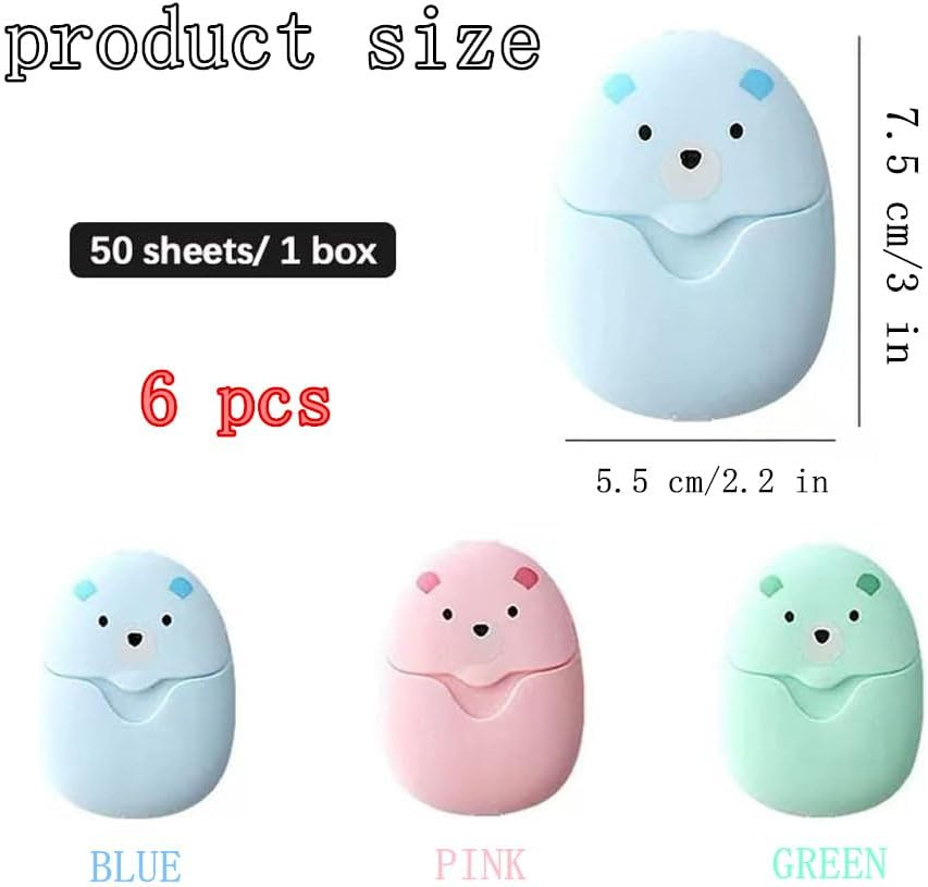 Portable Travel Soap Paper Sheets, 6 Boxes 300 Sheets Mini Disposable Paper Soap Sheets,Travel Soap Paper Sheets Disposable Soap Paper,Disposable Paper Soap Sheets Hand Washing Bath Scented Paper Soap