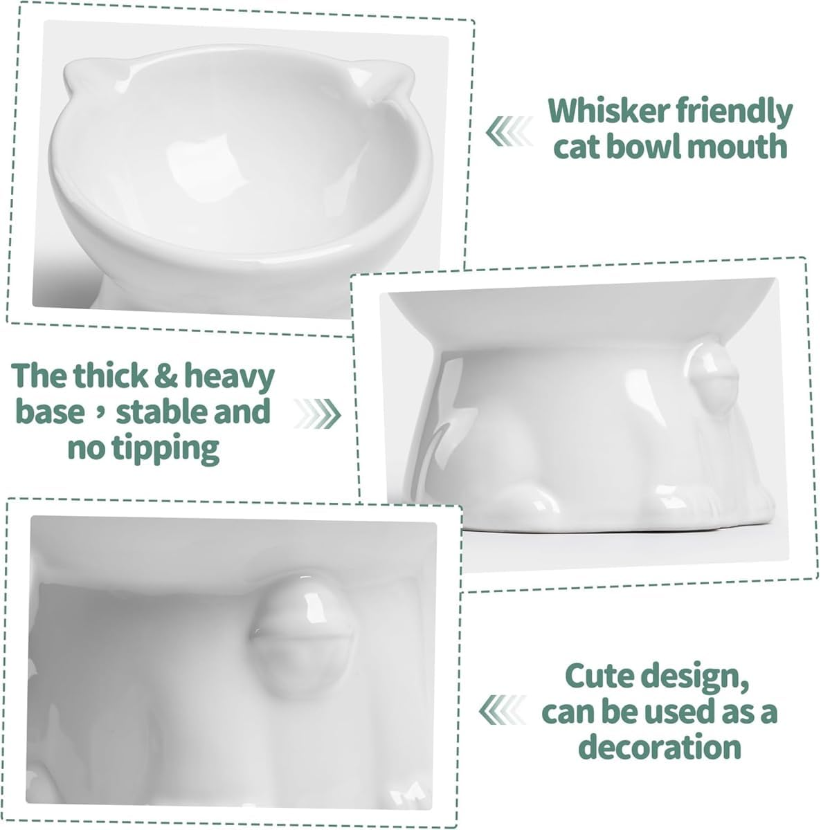 AIMALL Ergonomic Ceramic Cat Bowl - Elevated Cat and Dog Bowl with Anti-Knock Base, 15&deg; Tilted Design for Neck Comfort, Available in Black, White, Pink, Green - 5.03 X 4.33 Inches image number 4