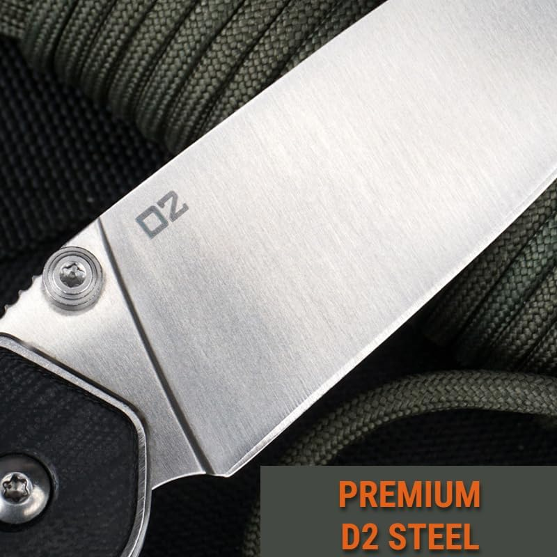 Wilora D2 Steel Folding Knife with Paracord Lanyard & Sheath - Ideal EDC Pocket Knife for Men image number 2