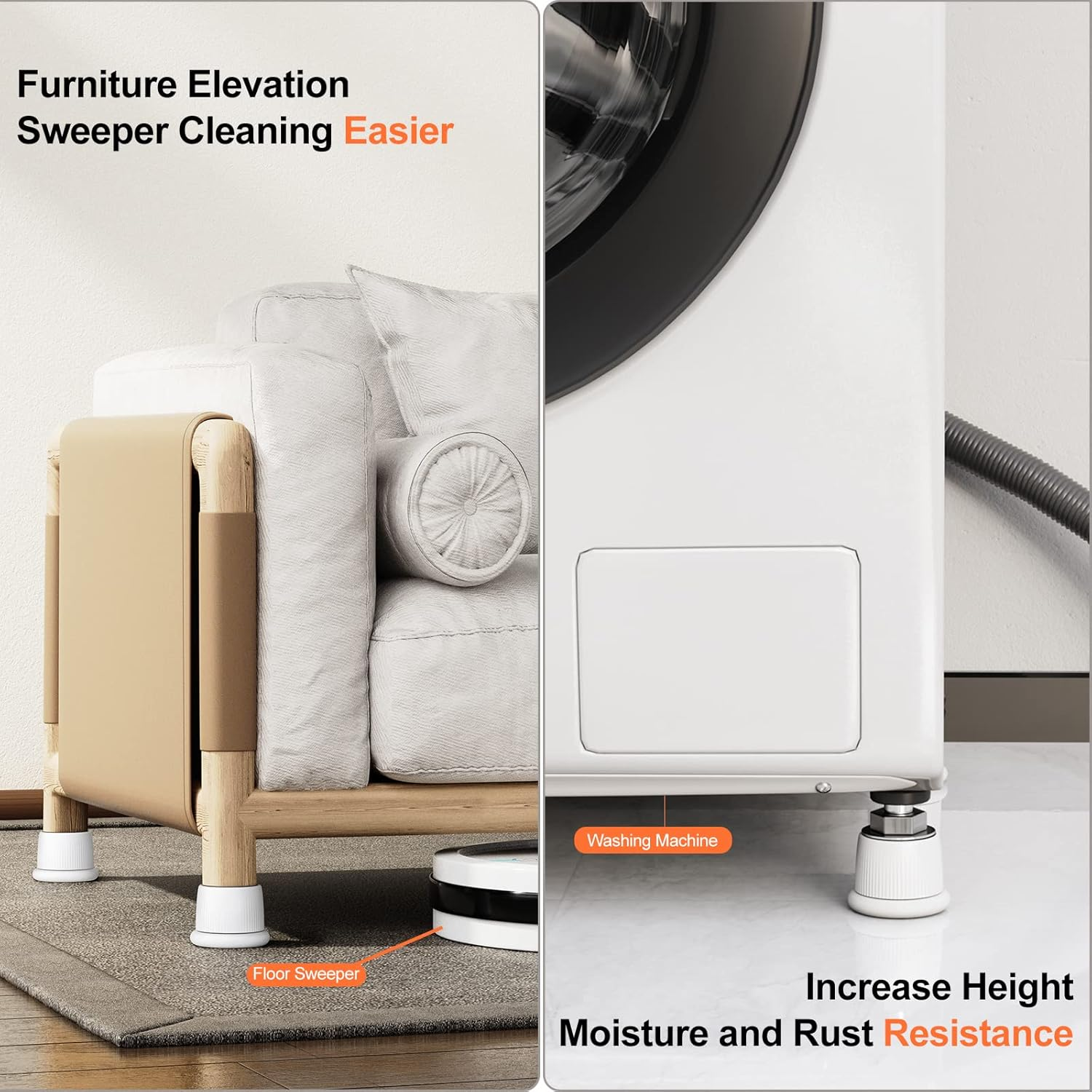 Xuenair Headboard Stoppers, 1.6-2.6 Inches Bed Wall Stopper, Adjustable Bed Frame Anti-Shake Tool, Headboard Bed Stabilizer for Wall Furniture (White - 2 Pcs) - White - 2 Pcs image number 5