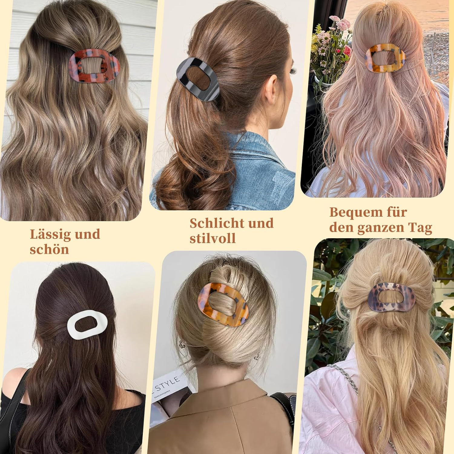 Flat Hair Clips, Women'S Flat Hair Clip, Large, Pack of 5 Hair Clips, Flat, Lightweight & Comfortable, Non-Slip, Elegant French Hair Clip for Everyday, Sports, Driving image number 4