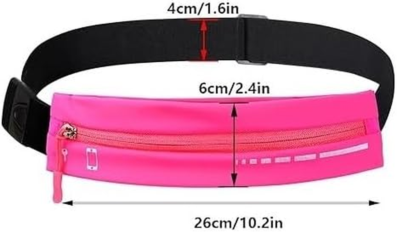 Slim Running Belt for Women Men, Water Resistant Runners Fanny Pack, Adjustable Waist Pouch, Reflective, Pink - Pink image number 2