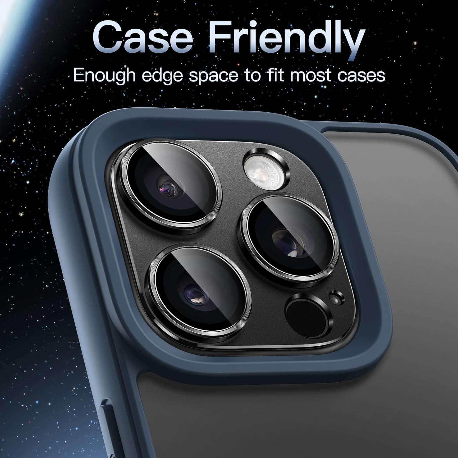 Jetech Camera Lens Protector for Iphone 16 Pro 6.3-Inch and Iphone 16 Pro Max 6.9-Inch, Full Coverage 9H Tempered Glass Ring Cover, Matte Metal Plate, Case Friendly, 1-Pack (Black) - Desert Titanium image number 7