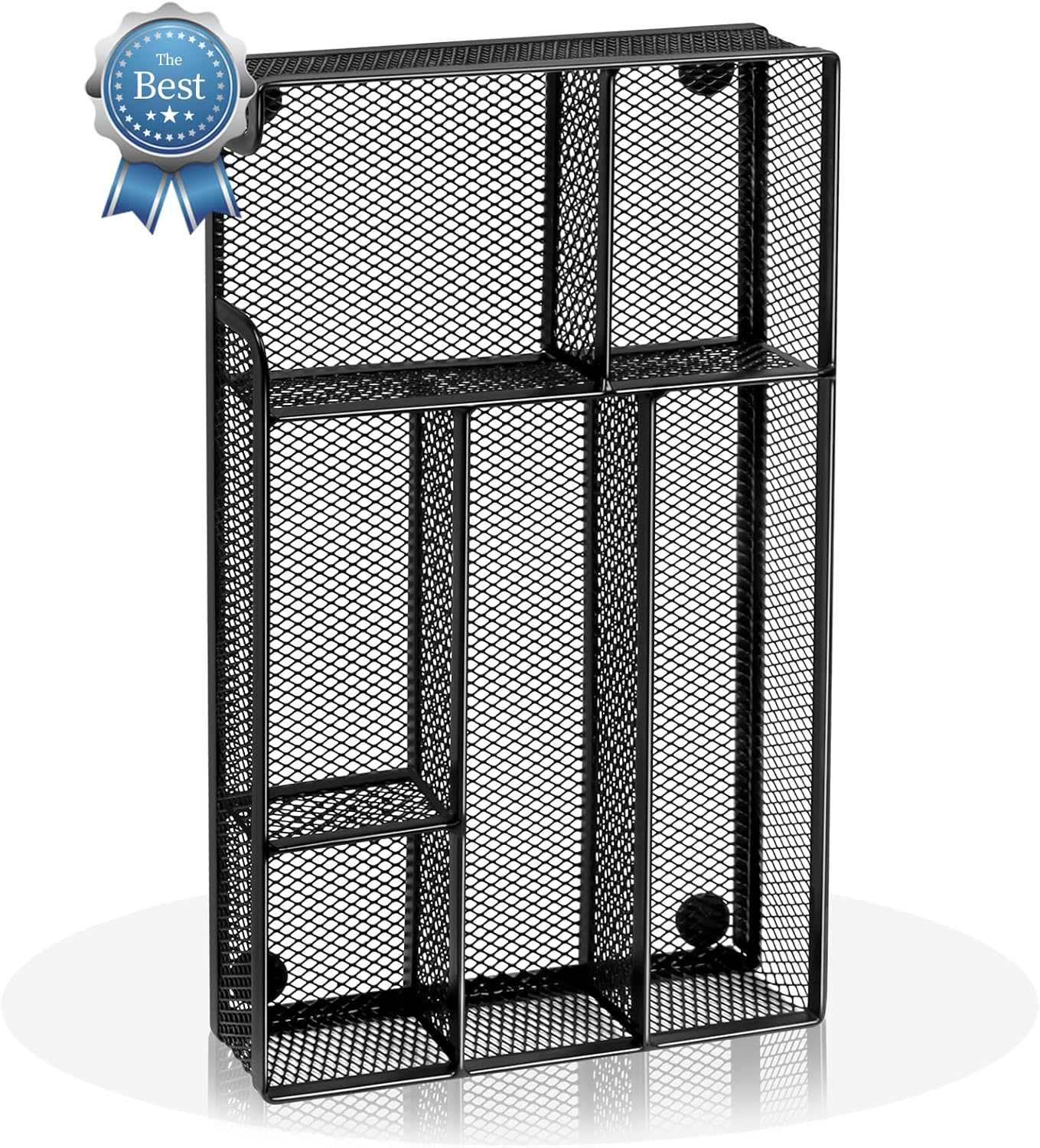 Desk Drawer Organizer, Office Drawer Divider Organizer Tray with 6 Compartments, Metal Mesh Desktop Organization and Accessories for Stationery Makeup Kitchen Toolroom School ＆ Office, 11X6.1X1.38 In image number 1