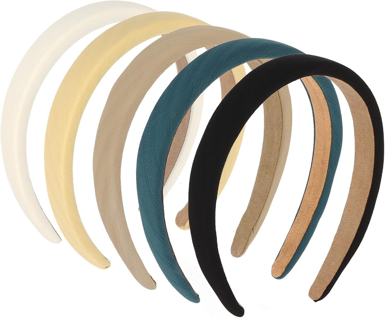 Bumlofa Pack of 5 Plain Flat Headbands for Women, Pastel Tones + Textured Design for Headbands Girls image number 2