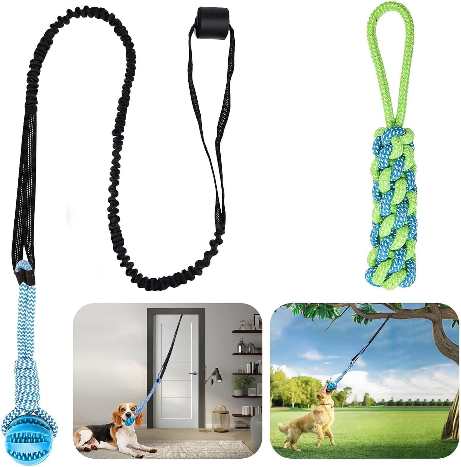 Vsgaalge Interactive Dog Toys Tug of War Dog Toy for Small Medium Dogs,Teething Rope for Teeth Cleaning,Puzzle Ball for Chewing,Dog Bungee Tug Toy Kit image number 3