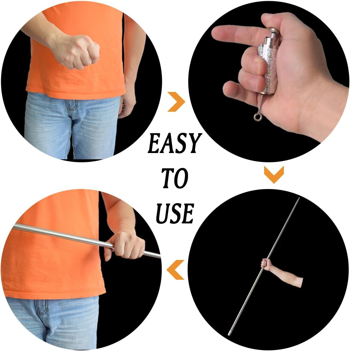 OUERMAMA Silver Metal Appearing Cane with Video Tutorial - Magician Stage Magic Trick - Multicolored image number 7