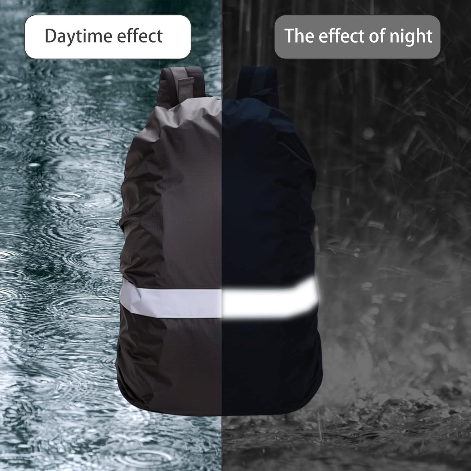 Waterproof Rain Cover for Backpack 35L Reflective Rucksack Rain Cover Schoolbag with Adjustable anti Slip Cross Buckle Strap for Outdoor, Hiking, Camping, Traveling, Cycling image number 1