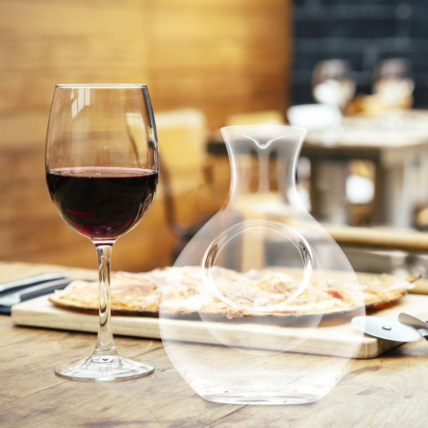 Hoement Glass Wine Decanter 300Ml Japanese Style Crystal Glass Sake Bottle with Slanted Spout for Chilled Liquor Serving and Home Dining image number 4