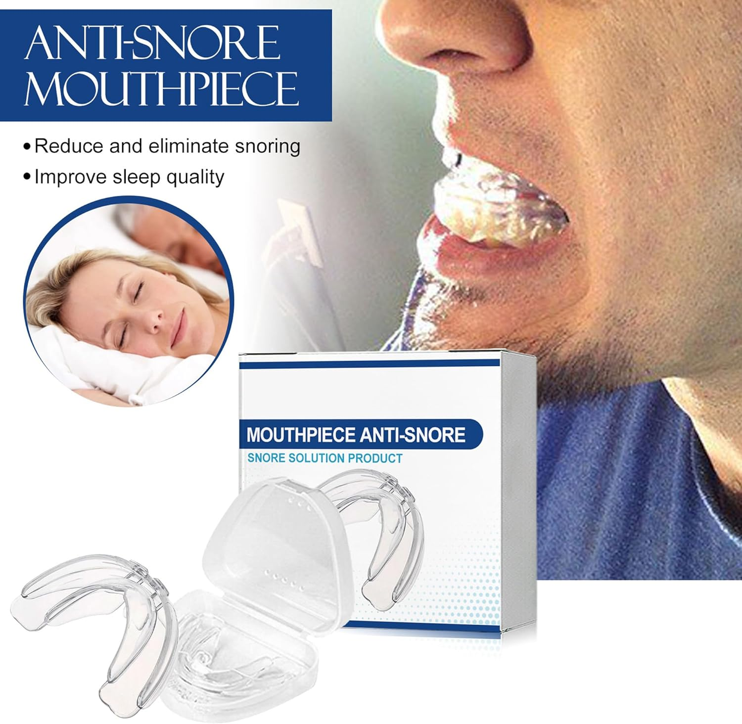 Mouth Guard for Teeth Grinding with anti Bruxism Sleeping Aid Mouth Guard for Men/Women a Better Night'S Sleep Bring Braces Box image number 1