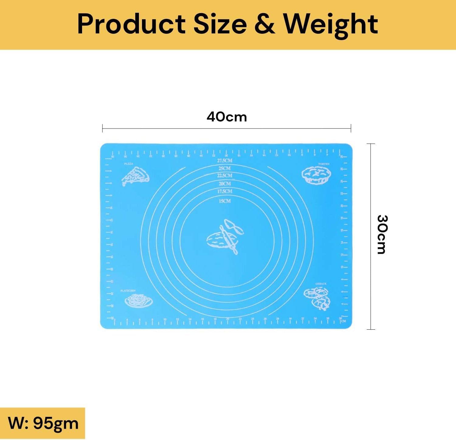 Spendeal 2PCS Silicone Baking Mat for Pastry Rolling Dough with Measurements, BPA Free Non Stick and Non Slip Pink Table Sheet Baking Supplies for Bake Pizza Cake (Blue) image number 5