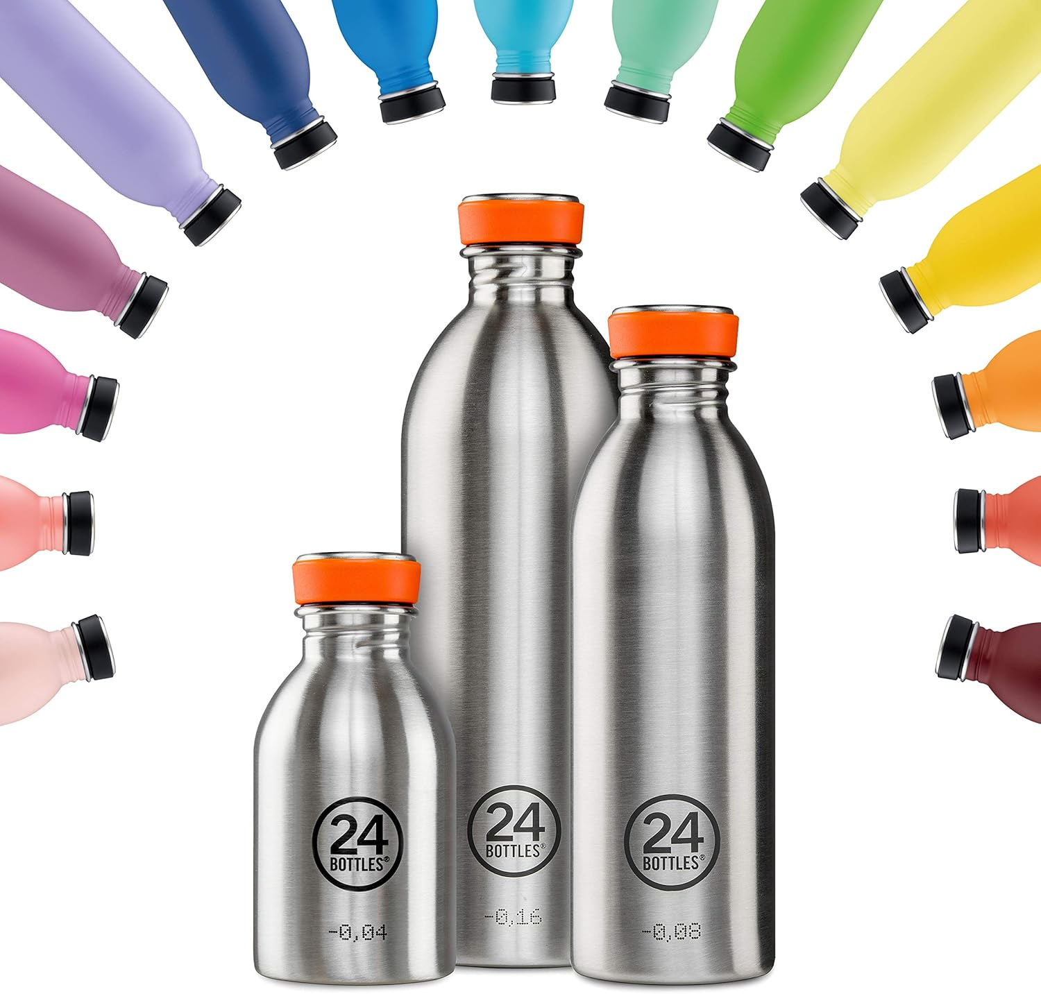 24Bottles Urban 1L/500Ml/250Ml Water Bottle, Drinking Bottle with 100% Density Closure, Eco Bpa-Free Stainless Steel Drinking Bottles with Italian Design [Non-Thermal, Ultralight]