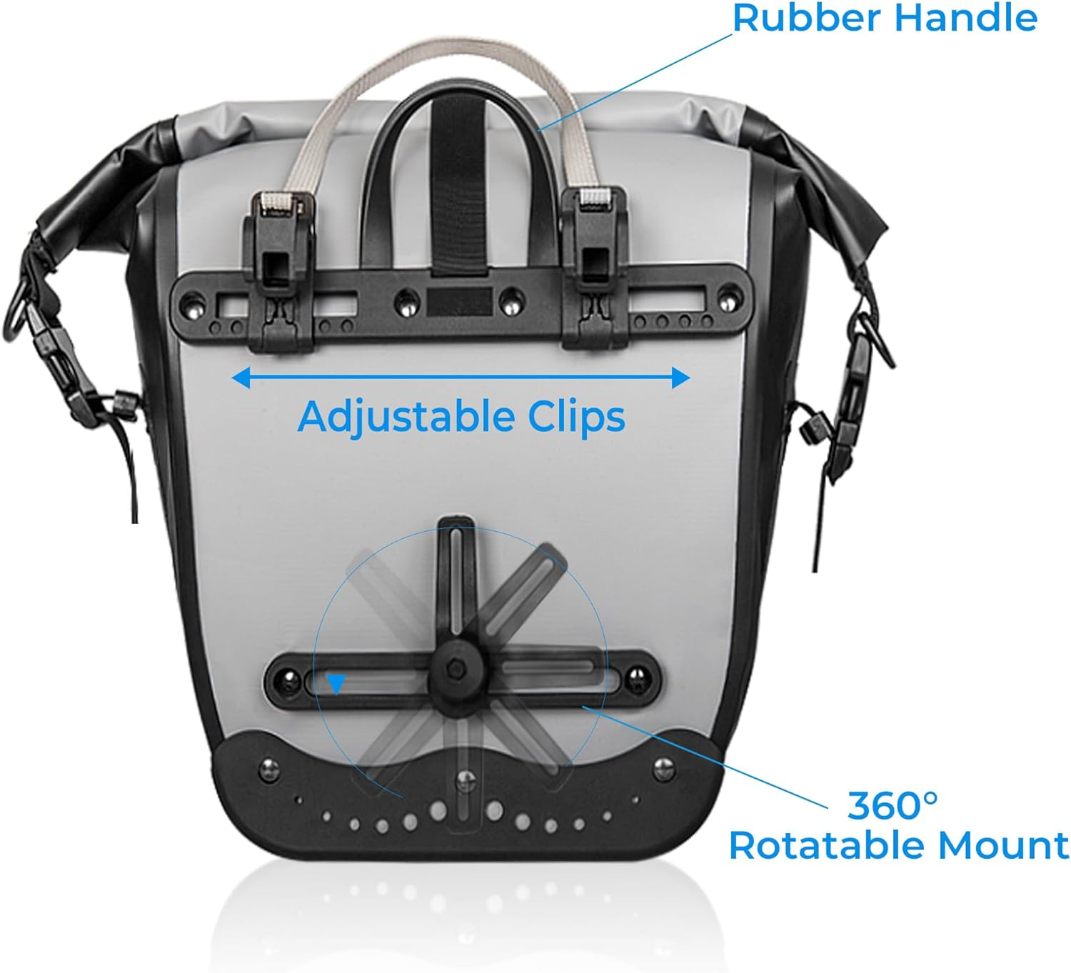 AFISHTOUR Waterproof Bike Pannier -25 L Saddle Bag for Bicycles Rear Rack - Bike Bag for Grocery, Laptop (Grey,1 PCS) image number 1