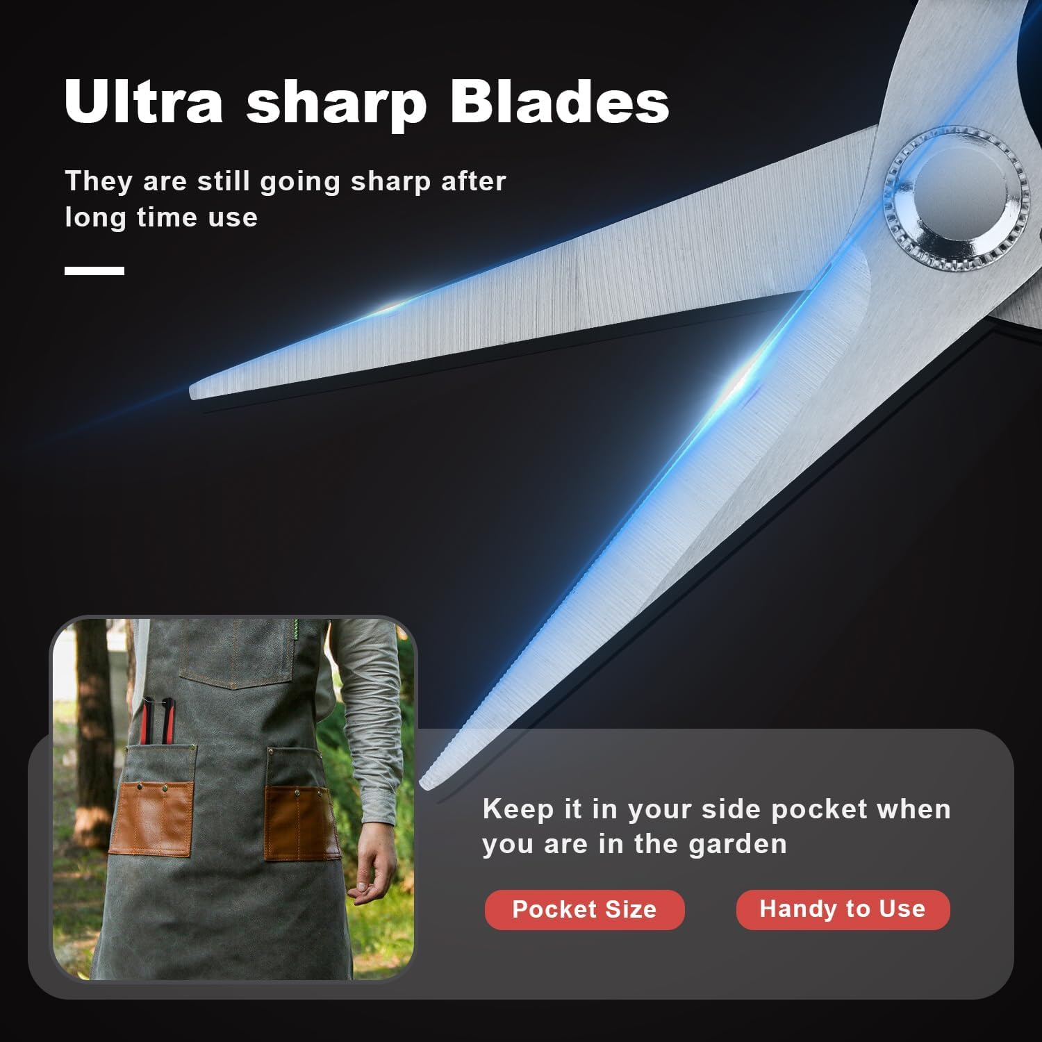 Garden Clippers Secateur Jardinage Garden Tools for Gardening Ciseaux Jardinage Gardening Shears Herb Scissors Pruning Scissors Coupe Haie Hedge Clippers Bush Cutter Pruning Shears Garden Scissors image number 4