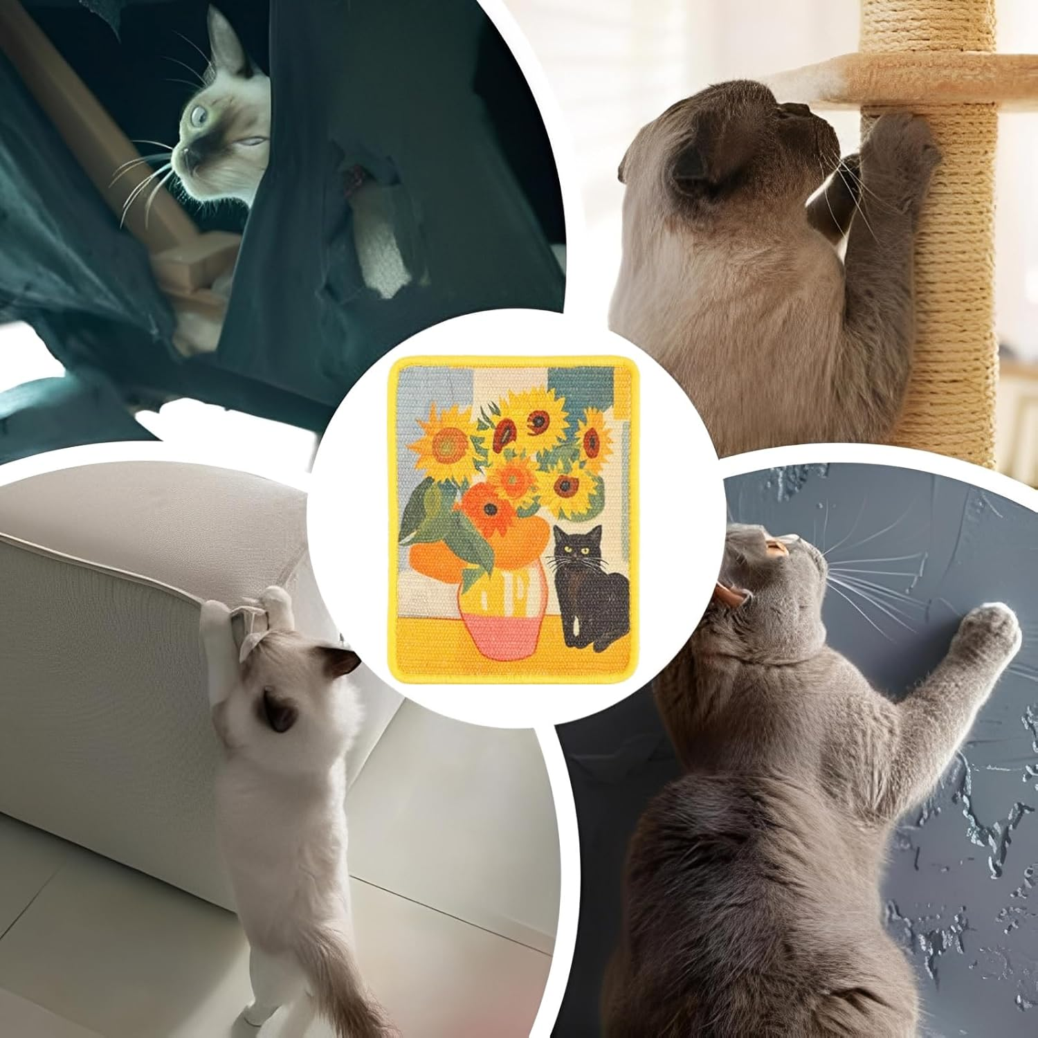 Apujent Cat Scratch Wall Pad | Vertical Art Wall Scratching Board for Indoor | Furniture Protector Pet Supplies for Kitten Training Behavior Correction Corner Playing Enrichment