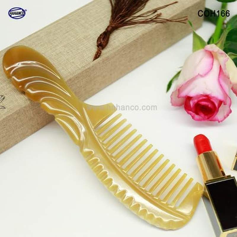 Horn Wide-Tooth Comb, Handmade, Anti-Static, African Bull Horn Material image number 1
