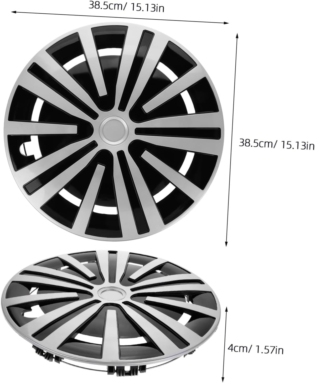 HONMEET Universal 14-Inch Car Wheel Hub Cap Cover Abs Plastic Rim Center Caps Replacement for Truck SUV, Silver Black, Automotive Wheel Accessories for Rim Decoration and Repair image number 1