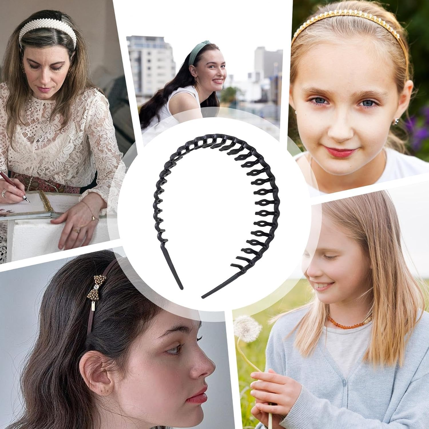 Comb Headband - Wavy Hair Head Bands Comb with Teeth,Non-Slip Head Bands Resin Fashion Hairpin Accessories for Men Women Girls - Pink image number 7