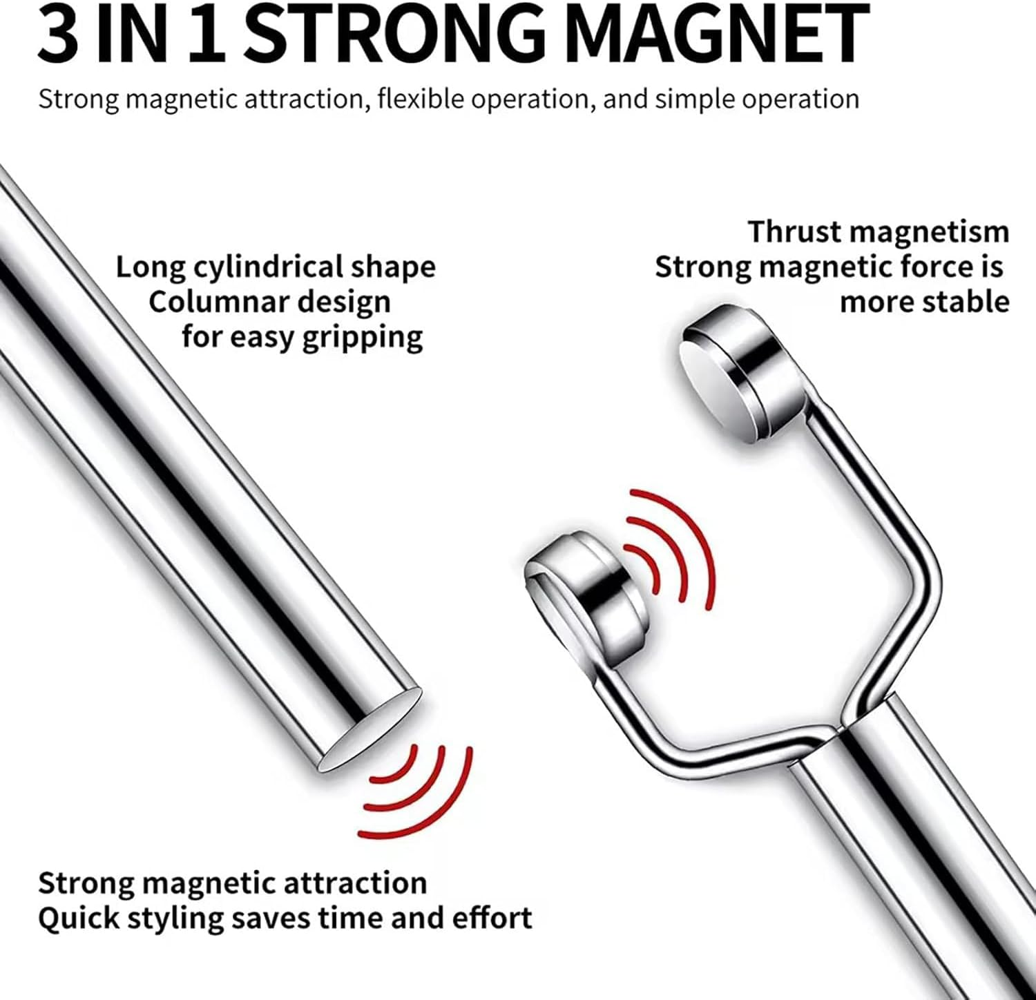 3-In-1 Y-Shaped Cat Eye Nail Magnet, Double Head Magnetic Gel Polish Tool with Powerful Force for Salon & Home, Portable Handheld Nail Art Design for Cat Eye & Glitter Polish, Professional Manicure Kit