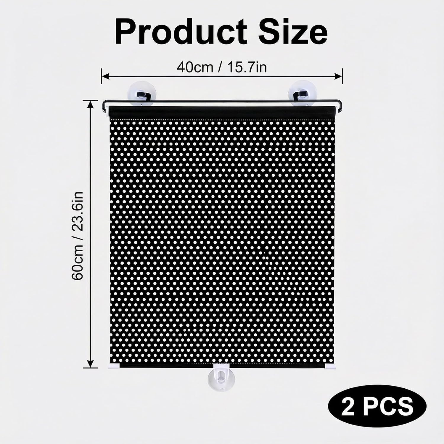 2Pcs Car Window Shades, 40&times;60CM Retractable Side Window Car Sun Shade for Baby, Side Window Effectively Blocks UV Rays & Heat, Roller Sunshade Visor Window Shade for Kids with 6 Suction Cups