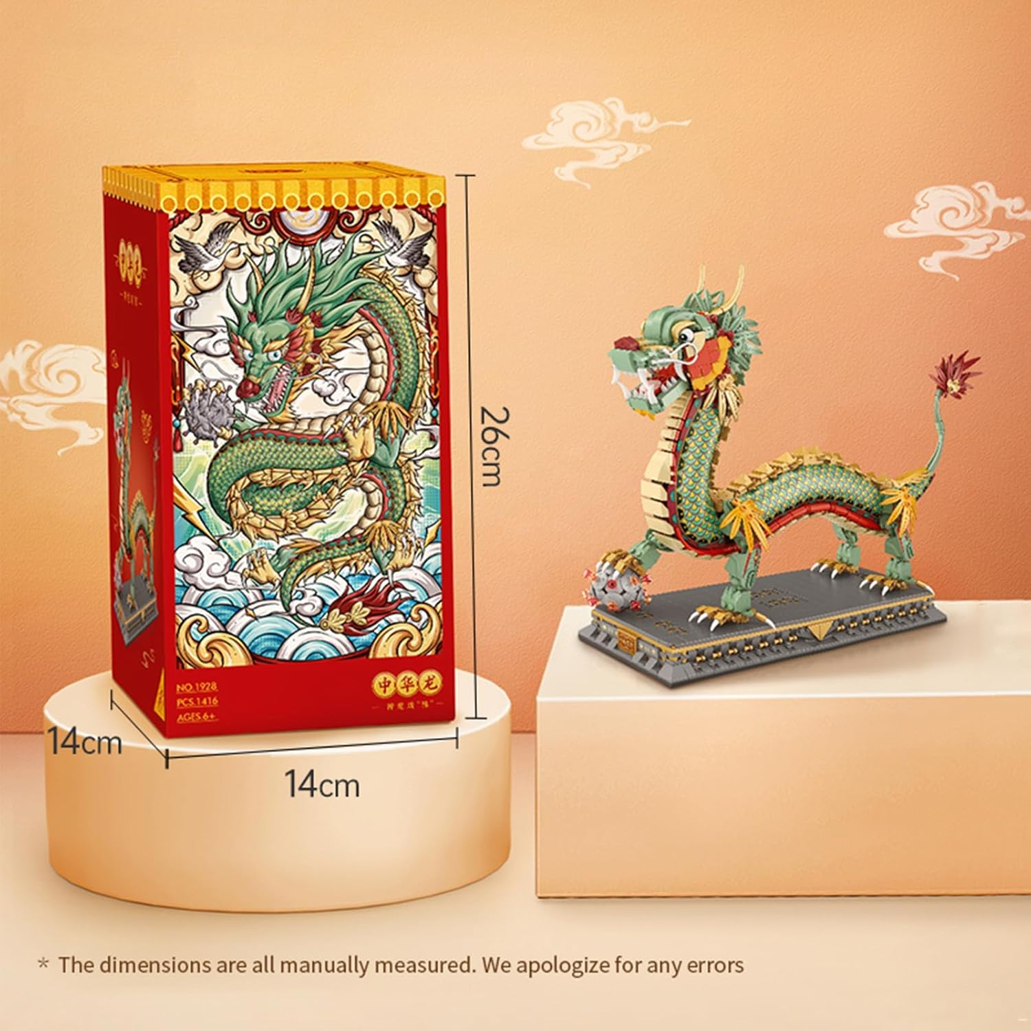 Toymart Lucky Dragon Building Blocks Set Toys (1416PCS) &ndash; Chinese Mythology Mini Bricks Model with Display Base | Cultural Collectible DIY Gift image number 6