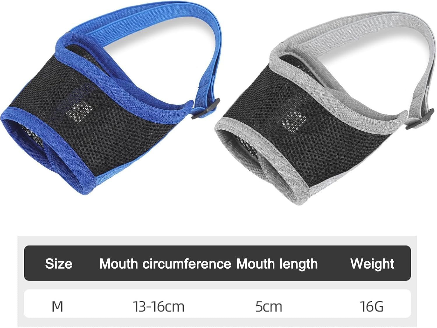 Pack of 2 Muzzles for Dogs, Breathable Muzzle for Dogs, Adjustable Loop, Muzzle for Small, Medium Dogs, Dogs Can Panty and Drink, Prevents Biting, Barking and Chewing, M