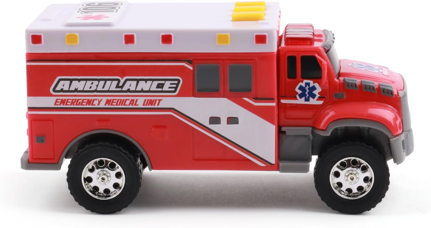 Mighty Fleet Toughest Minis 5" Tough Cab Ambulance Toy W/Lights & Sounds, Realistic Design & Batteries Included - Age 3+ image number 1