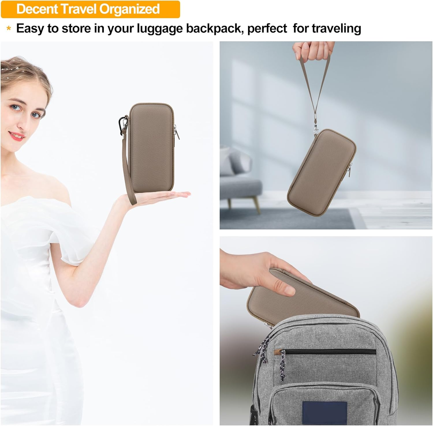 Elonbo Hard Carrying Case for Garmin Xero C1 Pro Chronograph, Garmin Xero C1 Pro Ballistic Precision Chronograph Cover, Range Shooting Chronograph Travel Bag, Pocket Fits Charging, Brown - Z-Black+Black image number 4