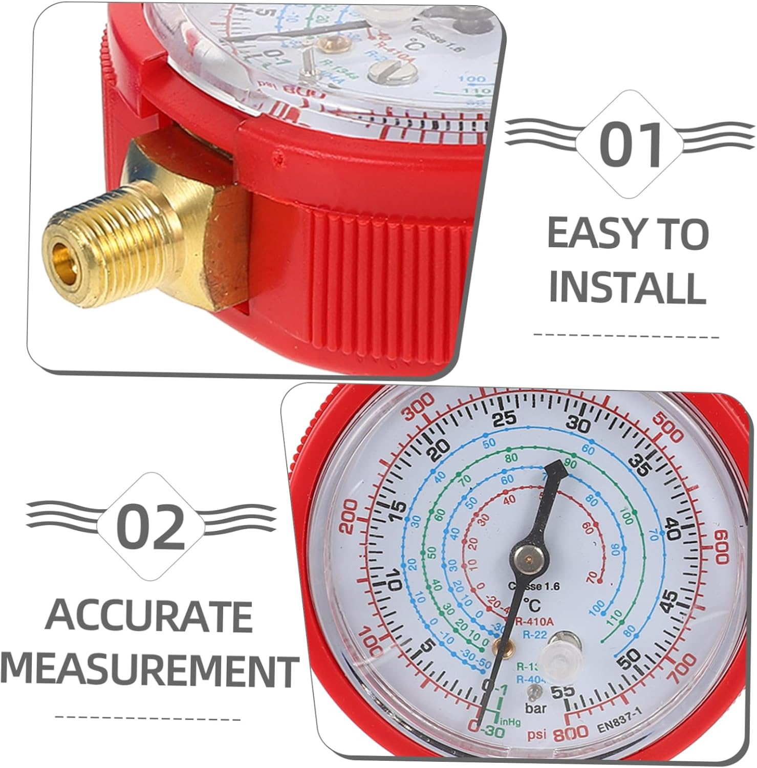 1Pair Air Conditioner Pressure Gauges for Automotive Systems Low and High Pressure Gauges Charging Tools for and Testing Equipment image number 1