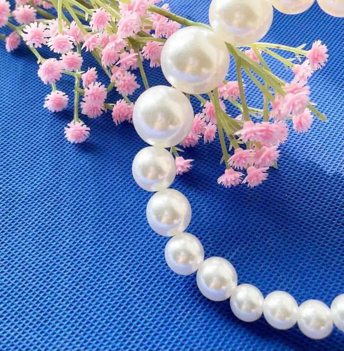 SINLOV Bridal Wedding Hair Band Vintage Bridal Pearl Headband Faux round Peal Pearls Hair Vine Headpiece Hair Accessories Headband for Women image number 4