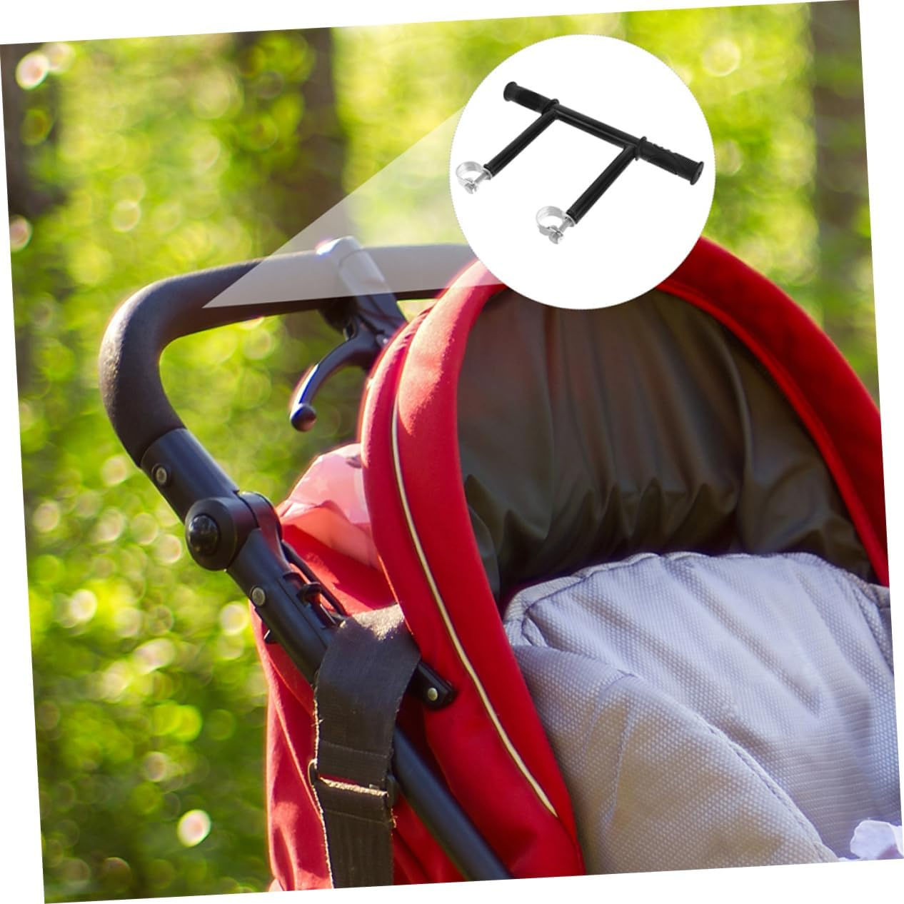 Levemolo Stroller with Raised Armrests Accessories Stroller Wagon Pushchair Attachment Carriage Armrest Bracket Stroller Extension Bar Handle Extension Bar Black Stainless Steel