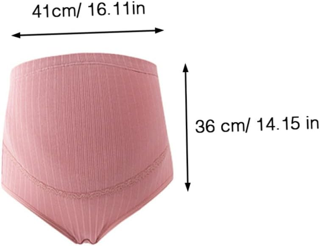 3Pcs XL Maternity High Waist Cotton Panties for Pregnant Women Adjustable Splice Design with Stomach Lift Support Nursing Underwear Set Pale Skin Color and Dark Green image number 3