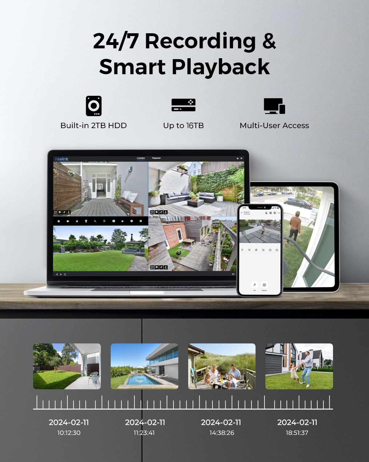 Reolink 4K Security Camera System with PT Auto-Tracking, 355&deg;Pan 50&deg;Tilt, 4K Poe Cameras Home Surveillance Wired Outdoor, Smart AI Detection, Spotlights & 2-Way Talk, 8CH NVR 2TB HDD, RLK8-800PT4 image number 3