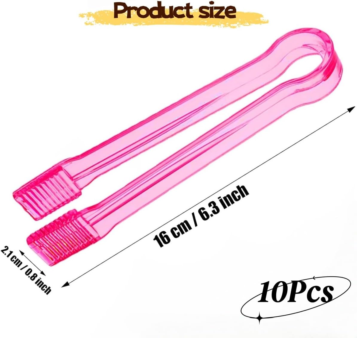 Gewaha 10 Pcs Plastic Serving Tongs for Buffet, Mini Reusable Tongs for Serving Food, Small Catering Tong for Appetizers Ice Barbecue Cookies Sandwich Brunch Party Decorations,Pink image number 1