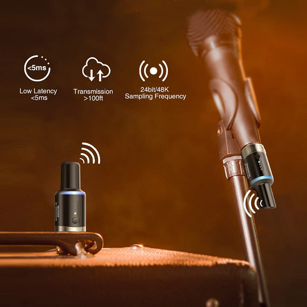 Wireless Microphone System, 5.8 Ghz Wireless Microphone Transmitter Receiver Plug-On XLR Microphone Wireless System for Dynamic Microphone, Audio Mixer, DSLR Camera, PA System image number 6