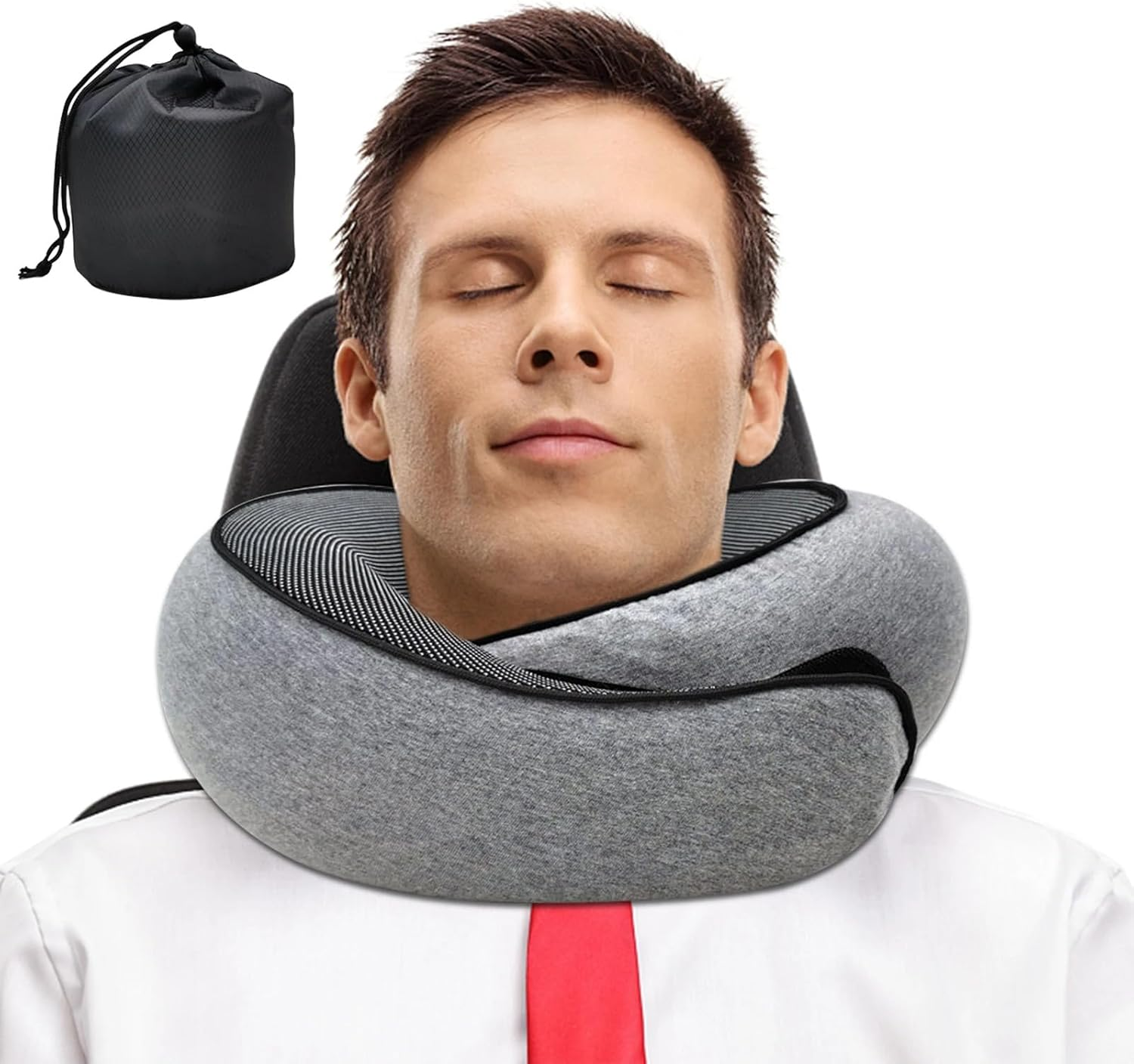 OZKEY Travel Pillows for Airplanes, 2024 New Travel Pillow, Relax with Plush Memory Foam, Travel Neck Pillow Memory Foam for Traveling Suitable for Airplanes, Offices and Cars (Black)