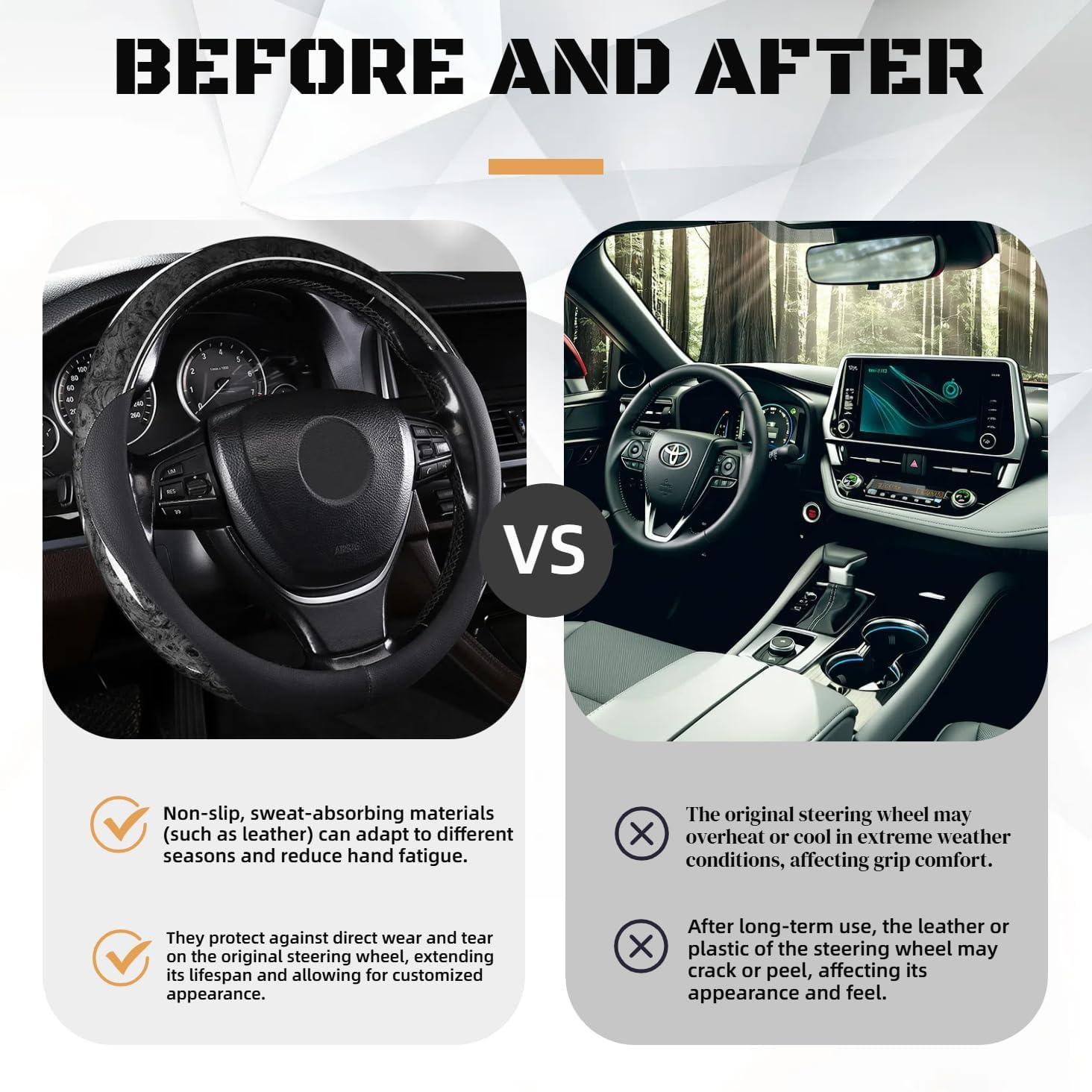 Car Steering Wheel Cover, Universal Ultra-Thin Carbon Fiber Covers Breathable,Anti-Slip, Safety, Soft, Heavy Duty for Men Women image number 3