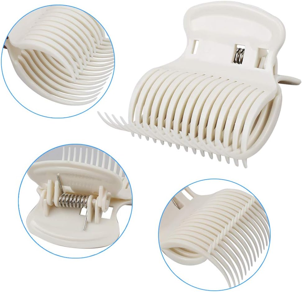 18 Pieces Hot Roller Clips Plastic Hair Curler Claw Clips Roller Clips for Small, Medium, Large and Jumbo Hair Rollers (White) image number 3
