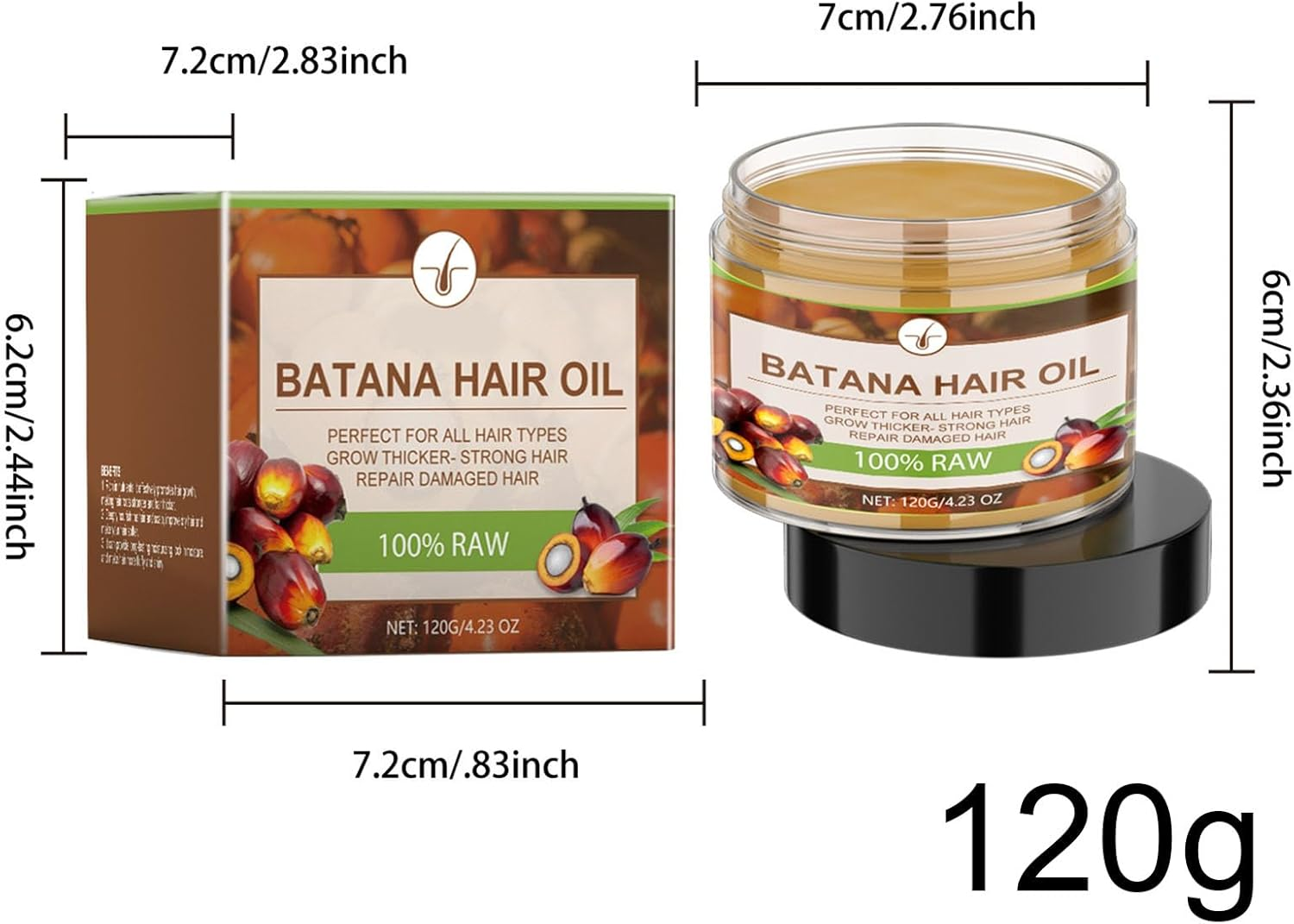 Natural Botana Hair Growth Oil - 120 G Bata-Na Oil for Hair Growth, Smoothing Nourishing Hair Care Oil, Hair Repair Cream for Dry Damaged Hair - 2Pcs image number 4