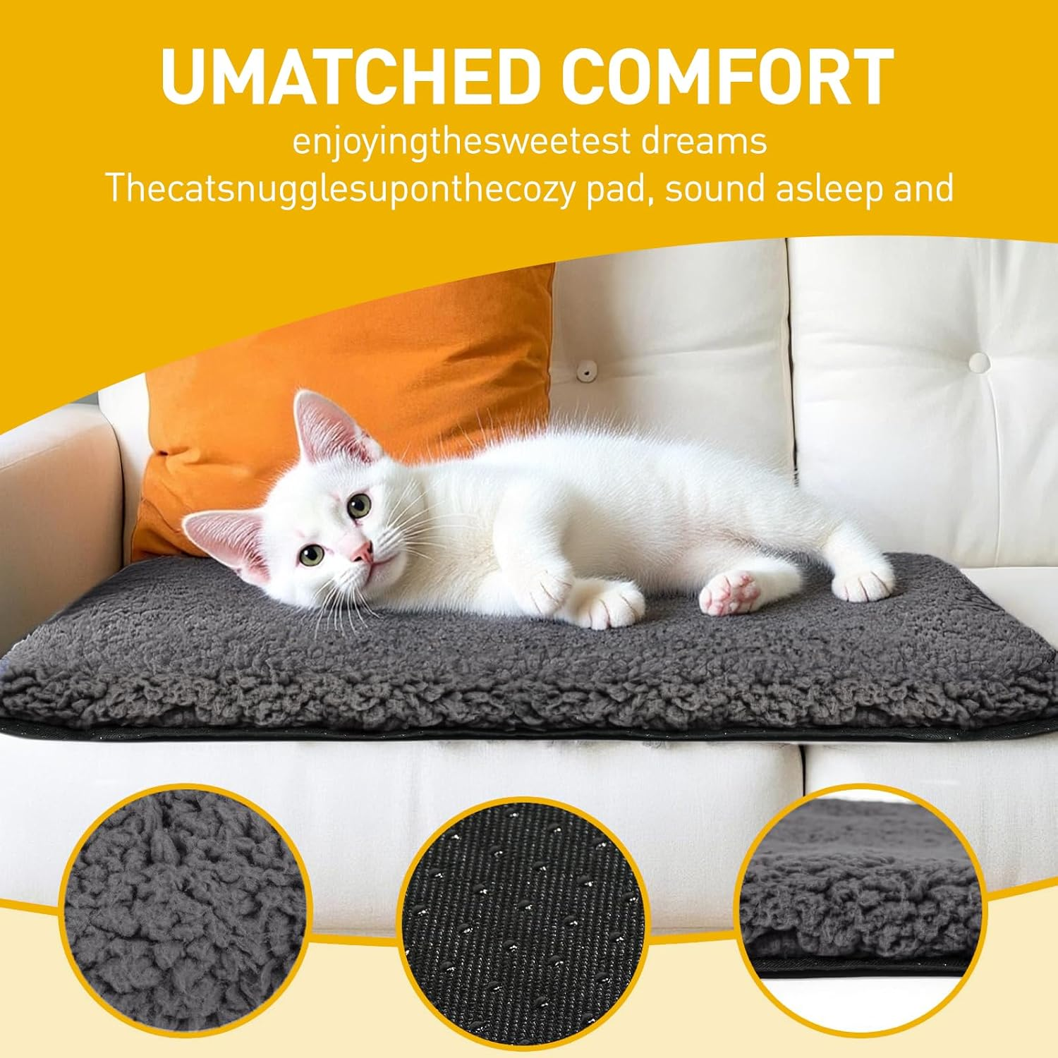 Self Warming Cat Bed Self Heating Cat Dog Mat 61 * 45Cm Extra Warm Thermal Pet Pad for Indoor Outdoor Pets with Removable Cover Non-Slip Bottom Washable Non Electric image number 5