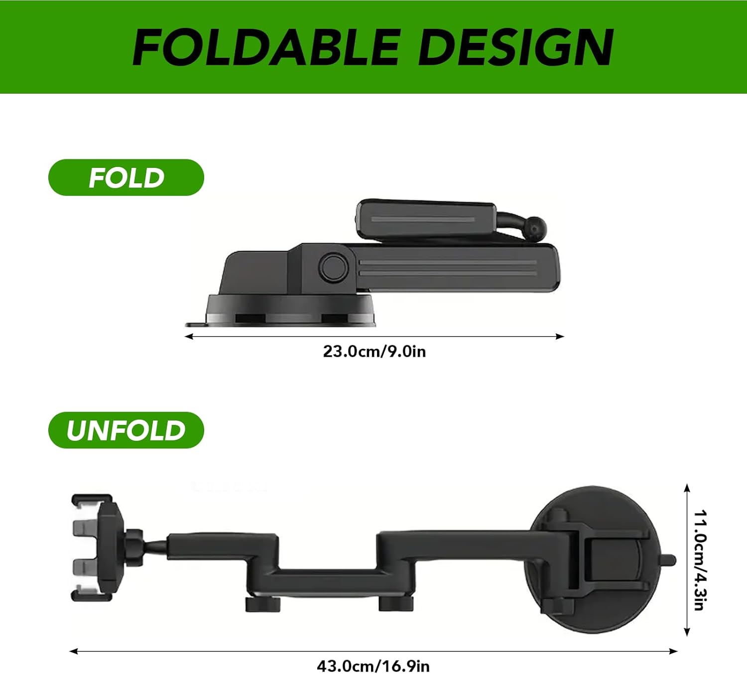 MAEZOE Truck Phone Holder Mount, Heavy Duty Car Phone Holder, Dashboard Windshield Phone Holder 16.9 Inch Long Arm, Widened Suction Cup Compatible with Pickup Truck, Commercial Truck image number 4