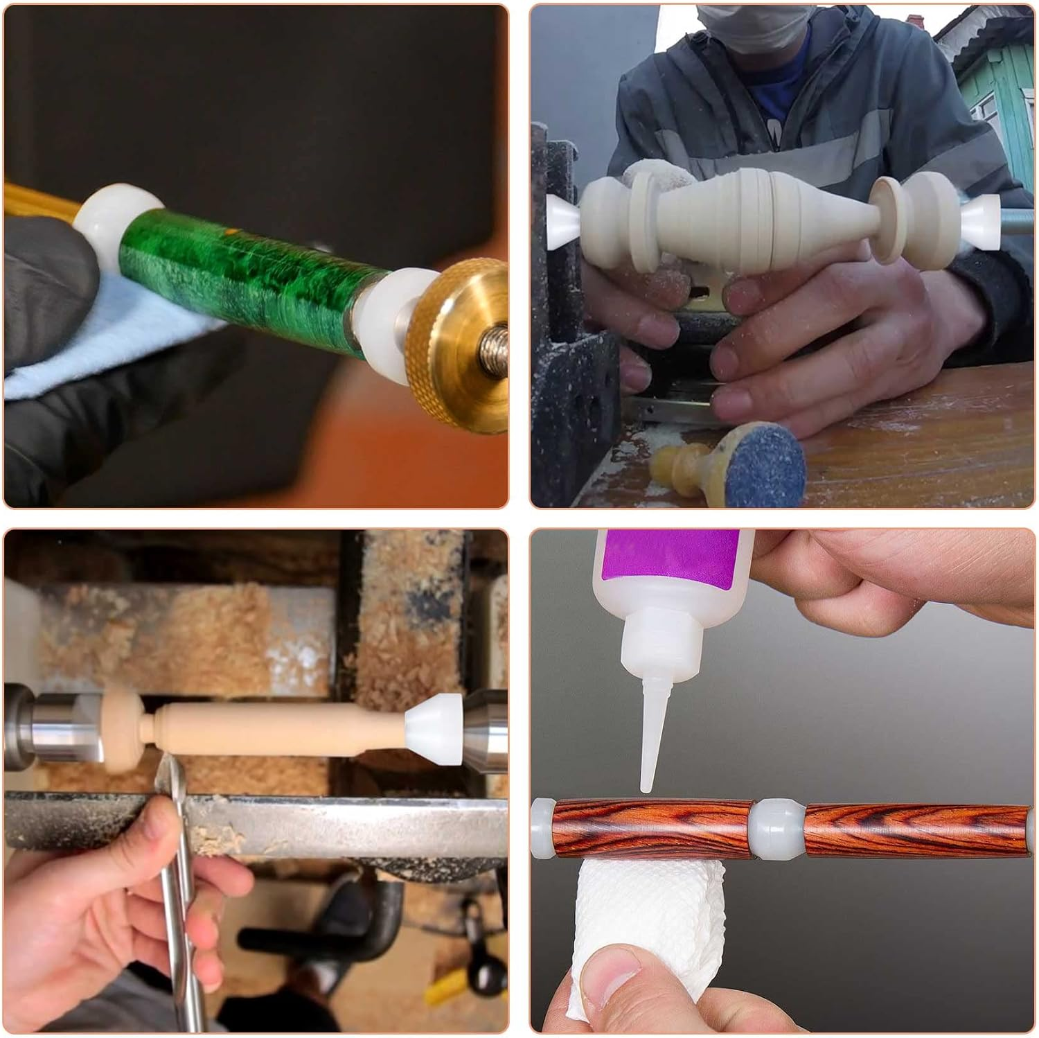 PAGOW 20 Pack Pen Bushings,White Non-Stick Pen Bushing for CA Finishing Pen Turning(0.43Inch/11Mm Height,0.55Nch/14Mm Diameter) image number 5