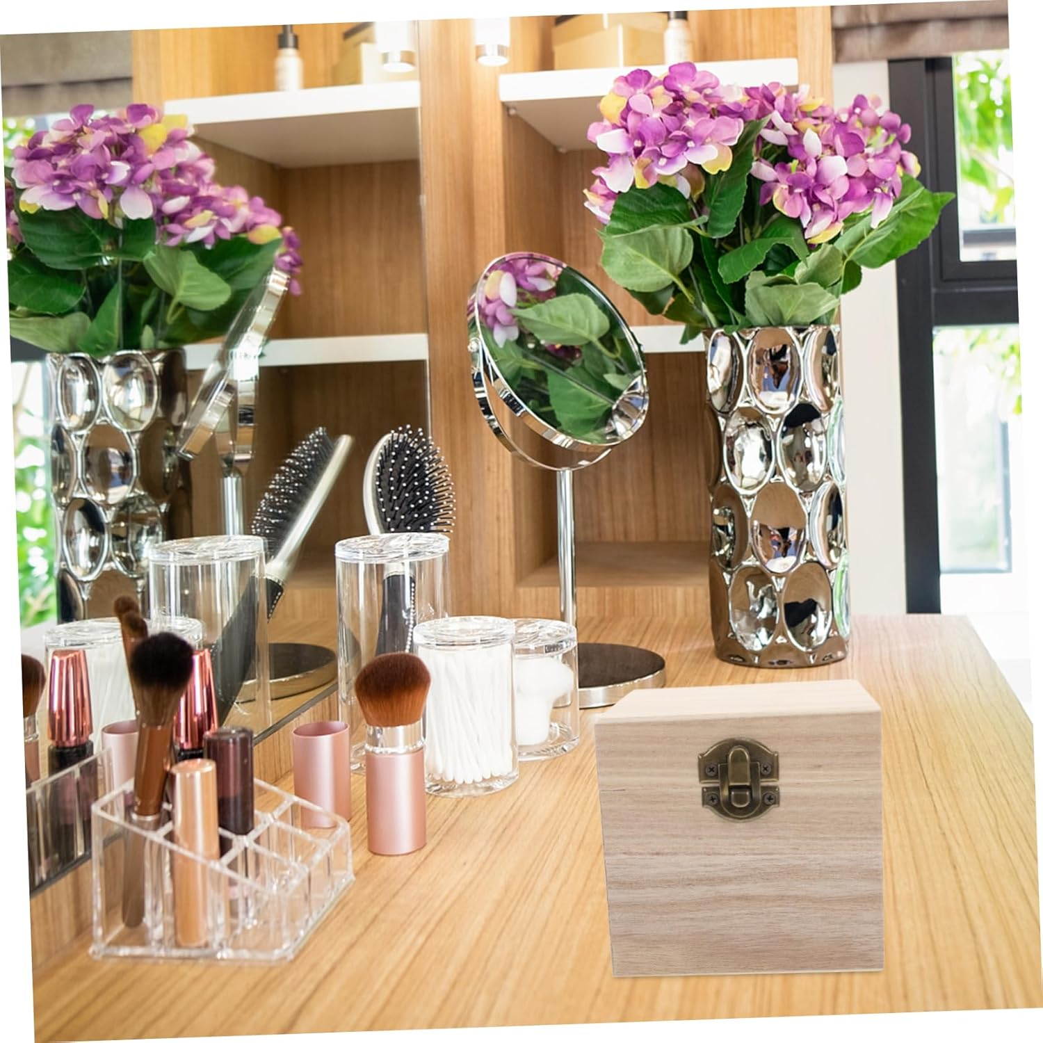 Luxurious Unfinished Wood Square Box Lock Decorative Storage for Jewelry Watch Craft Keepsake Lids Home Decoration