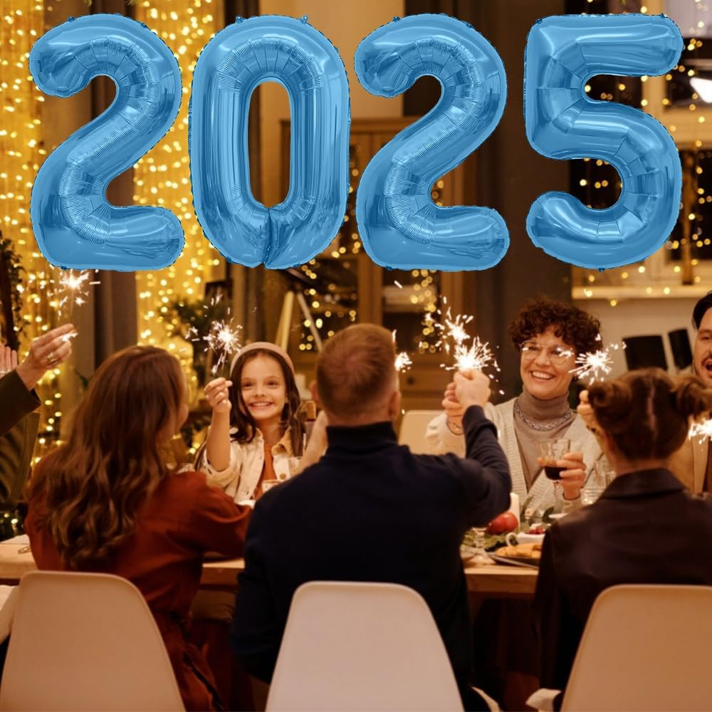 2025 Balloons Blue 2025 Foil Number Balloons, 40 Inch 2025 Balloons New Year, Large 2025 Mylar Balloons for 2025 New Years Eve Party Supplies Festival Birthday Anniversary Graduation Decorations image number 1