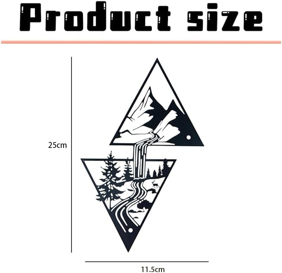 Forest & Waterfall Decor for Rustic Cabin or Bedroom,Elegant Metal Mountain Wall Art,Perfect Nature,Durable & Lightweight Home Accent,Abstract Minimalist Rustic Nature Home Wall Art Sculpture(Black) image number 3