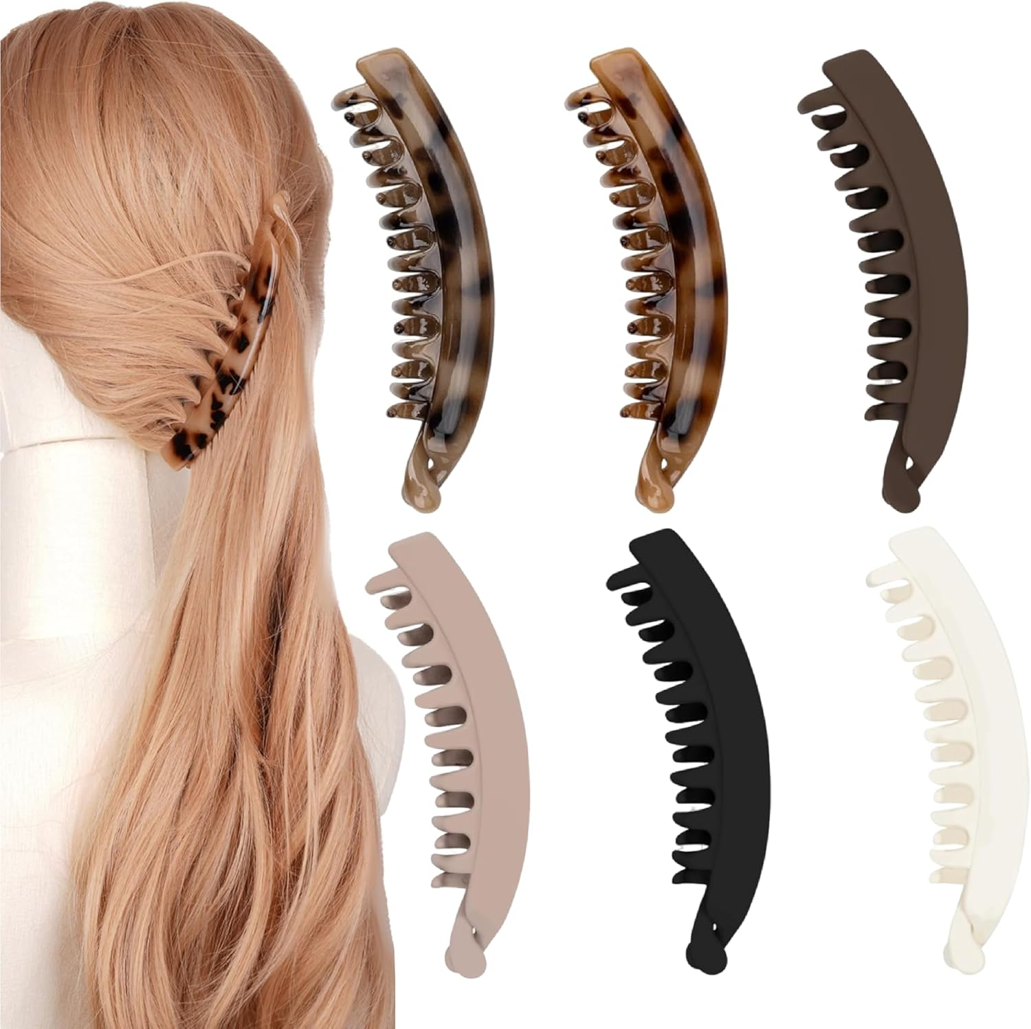 Esshogo Vintage Banana Clip, Thick Hair Banana Clip, 6 Pack, 13 X 3 Cm, Women & Girls image number 4