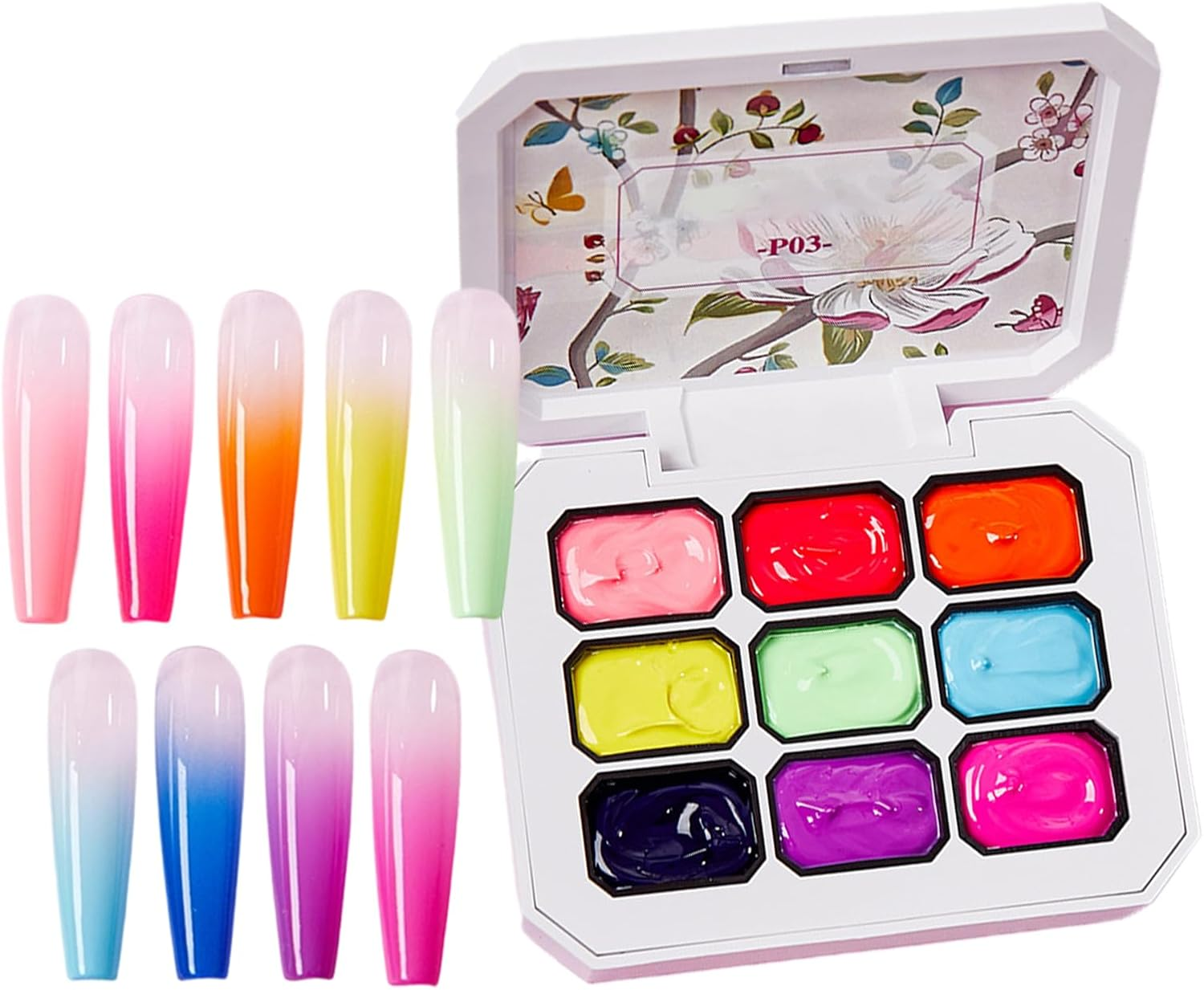 Patting Gel - Gradient Paint Gel - 9-Color Polish Accessories Nail Design Art Tools for Women Manicure Creation Painting image number 4
